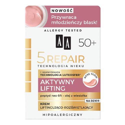 AA TECHNOLOGIA WIEKU 5REPAIR krem do twarzy, na dzień 50+  Liftingująco-rozświetlający