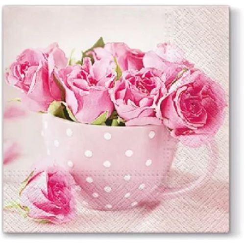 PAW 20SZT 33X33 SERWETKI ROSES IN A CUP /609
