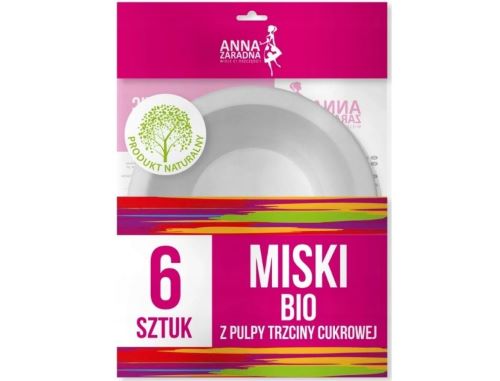 Anna Zaradna Miski BIO z pulpy trzciny cukrowej 6 szt.