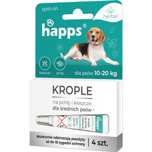 HAPPS krople p/pchłom/kleszczom 10-20kg
