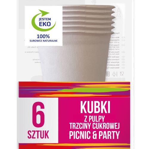 AZ KUBKI Z TRZCINY CUKROWEJ 6SZT 250ML
