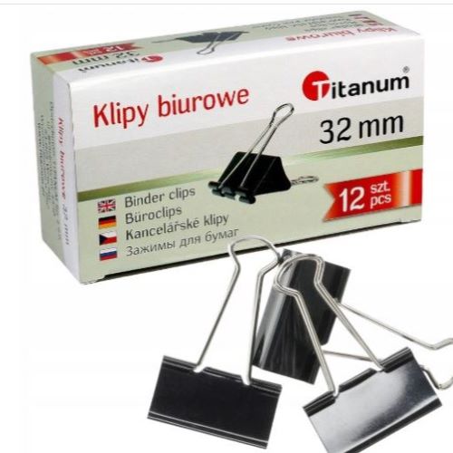 Klipsy biurowe 32mm pud. 12 Titanum