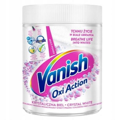 Vanish odplamiacz wybielacz proszek do białych tkanin Oxi Action White 470g