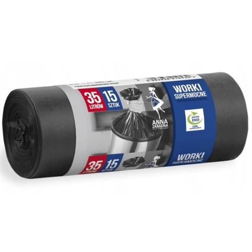 Anna Zaradna Worki czarne super mocne na śmieci 35l 15 szt.