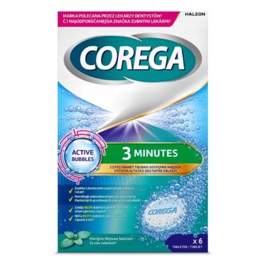 COREGA  Tabs 3 minutowa tabletka czyszcząca do protez zębowych 1=6TAB.