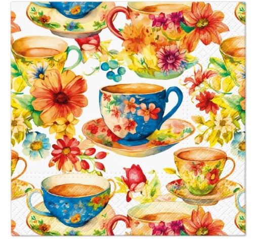 PAW Serwetki 33x33 Summer Tea 20szt. Filiżanki kwiatki
