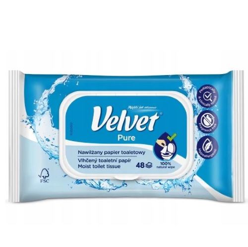 Velvet papier toaletowy nawilżany bezzapachowy hipoalergiczny Pure  48 szt.